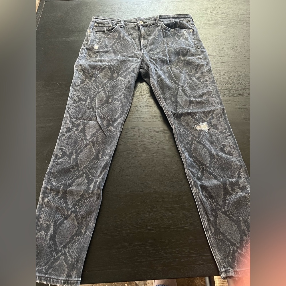 rag & bone Women's Gray Snake Print Skinny Jeans - Picture 1 of 3